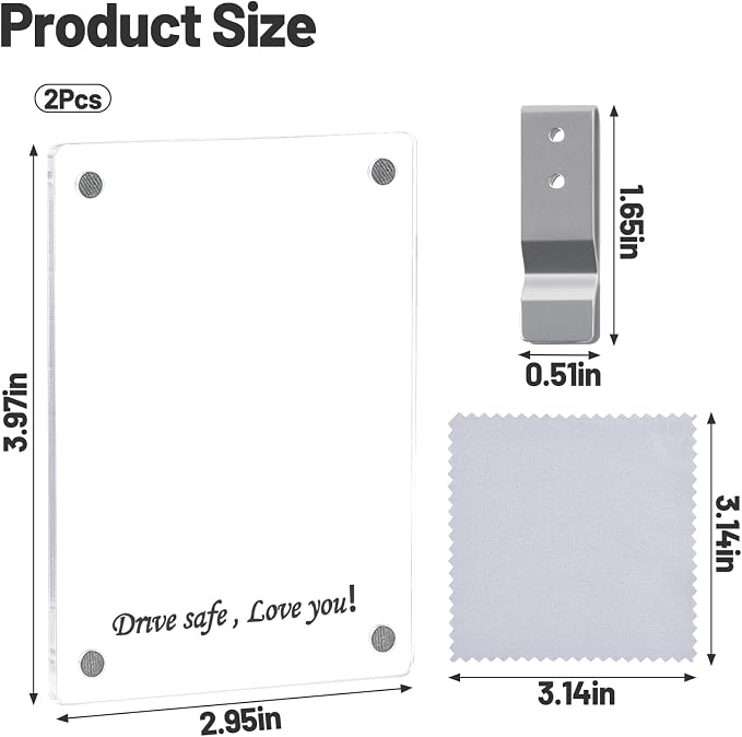 Car Picture Holder 2Pcs Car Picture Frame 4"x3" Acrylic Sun Visor Photo Clip Visor Accessories Photo Display - Image 2