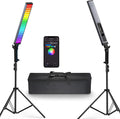 NEEWER Photography RGB Light Stick Kit, 2 Pack LED Video Tube Lights w/Stands, Diffusers, 3250Lux Dimmable Light Wand 2500-10000K CRI95+/TLCI97+ APP/2.4G/Panel Control for Live/Videos/Vlog, BH20C by Neewer