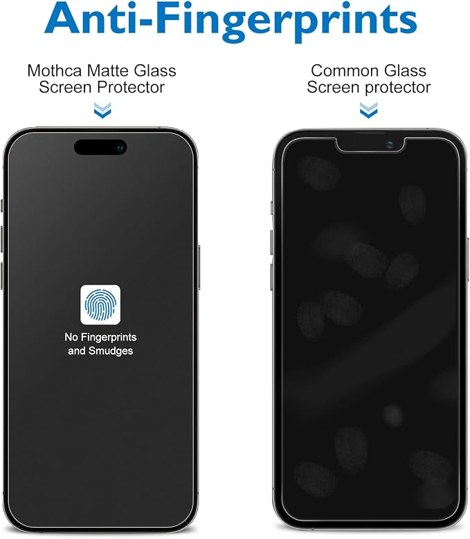 Mothca 2 Pack Matte Glass Screen Protector for iPhone 15 [6.1 inch] + 2 Pack Camera Lens Protector, Anti-Glare & Anti-Fingerprint Case Friendly Tempered Glass Film, Bubble Free, Smooth as Silk - Image 3