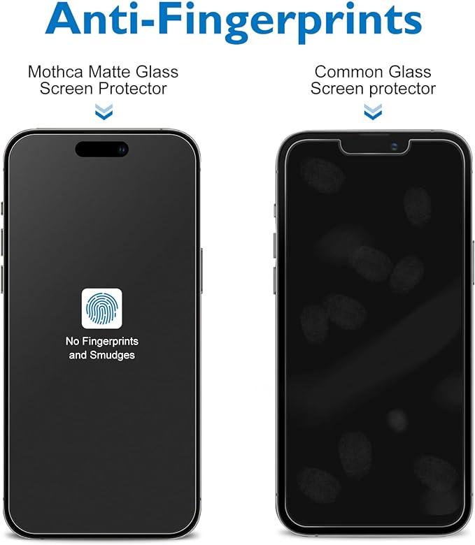 Mothca 2 Pack Matte Glass Screen Protector for iPhone 15 Pro [6.1 inch] + 2 Pack Camera Lens Protector, Anti-Glare & Anti-Fingerprint Case Friendly Tempered Glass Film, Bubble Free, Smooth as Silk - Image 3
