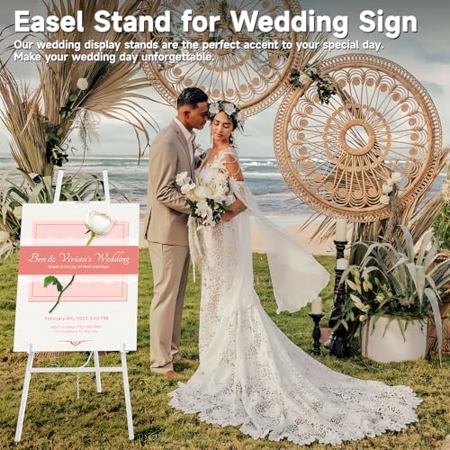 Easel Stand for Sign, 4-Tier Height Adjustable, White - Image 6