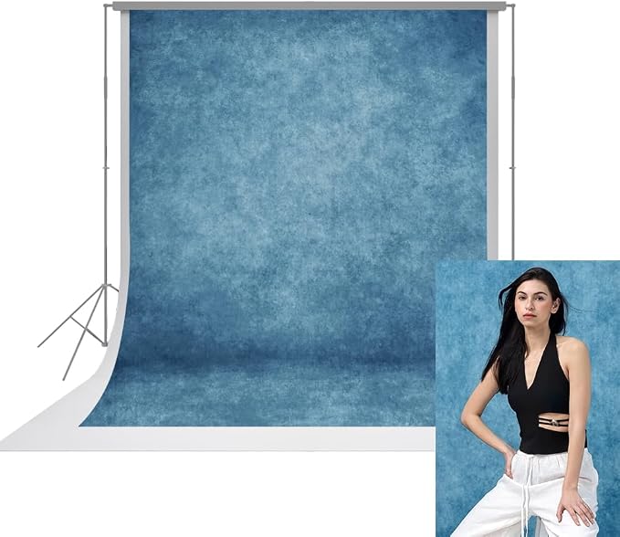 UrcTepics 8×10ft Abstract Blue Backdrop for School Portraits and Bussiness Headshots. Fabric Yearbook Photo Backdrop,Graduation and Audition Background. by UrcTepics