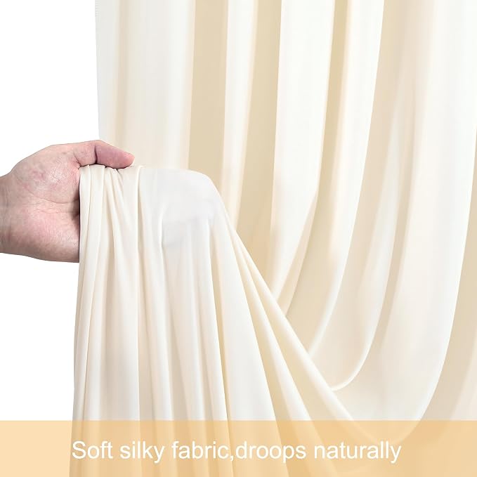 8 Panels Champagne Backdrop Curtains for Wedding Party Wrinkle Free Backdrops Curtain Drapes Fabric Decorations Photo Back Drop Cloth for Baby Shower Photography Stage Reception 40ft(W) x 12ft(H) - Image 7