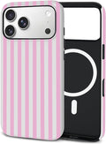 TPU Phone Case for iPhone 17 Pro, MagSafe Wireless Charging Compatible, Shockproof Slim Fit Protective Cover with Anti-Yellowing & Raised Camera Protection (Pink Stripe, iPhone 17 Pro(6.3")) by Unknown