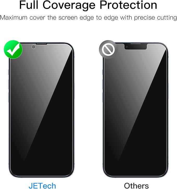 JETech Privacy Screen Protector for iPhone 14 Plus, 2+2 Pack | with Camera Lens Protector, Anti-Glare 9H Tempered Glass, Anti-Spy, Full Coverage, Scratch Resistant, Case-Friendly - Image 4