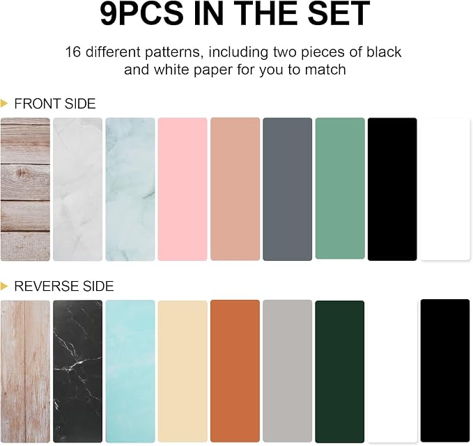 Meking 9PCS 16Patterns Product Photography Backdrops（16.5X11inch） | Photo Background Flat Lay Tabletop Photo Backdrops for Food/Makeup/Jewelry Photography - Image 7