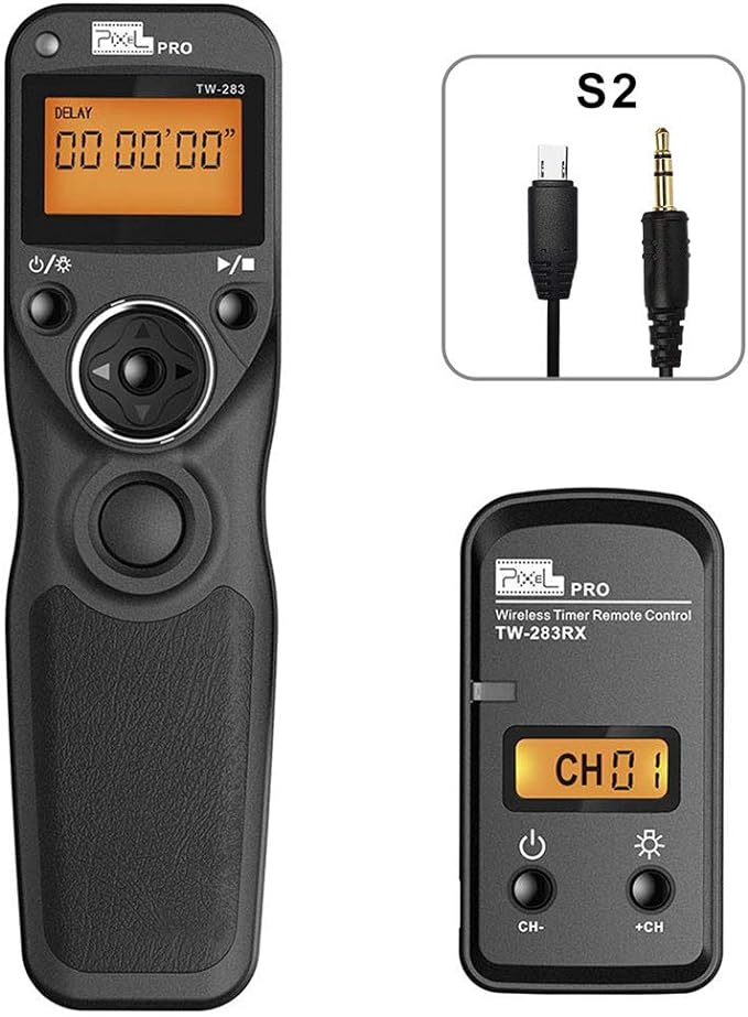 Wireless Remote Shutter Compatible for Sony PIXEL TW-283 S2 Wired Timer Remote Control Compatible for Sony A99II, A77II, A58, A68, A7, A7II, A7R, A7RII, A7S, A7SII, A3000, A5100, A5000 A6000 by Pixel