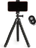 Amazon Basics Portable and Flexible Tripod with Wireless Remote and Smartphone Clamp, 10-inch, Black by AmazonBasics