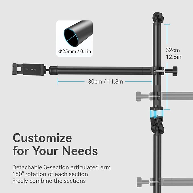 SMALLRIG Overhead Camera Mount, Camera Desk Mount Stand with Flexible Arm | 360° Rotatable Ball Head, DSLR Boom Arm Tabletop C Clamp for Photography Videography Live Stream - 4456 - Image 5
