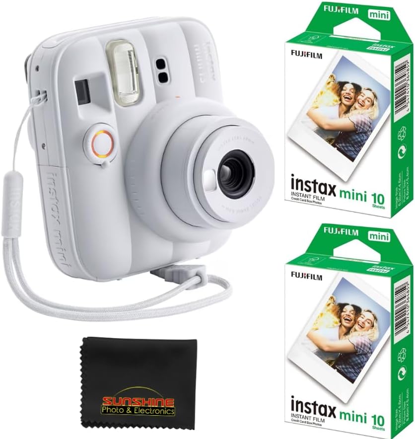 Fujifilm Instax Mini 13 Instant Film Camera (Clay White) with 20 Sheets Fujifilm Instax Mini Instant Film by FUJIFILM