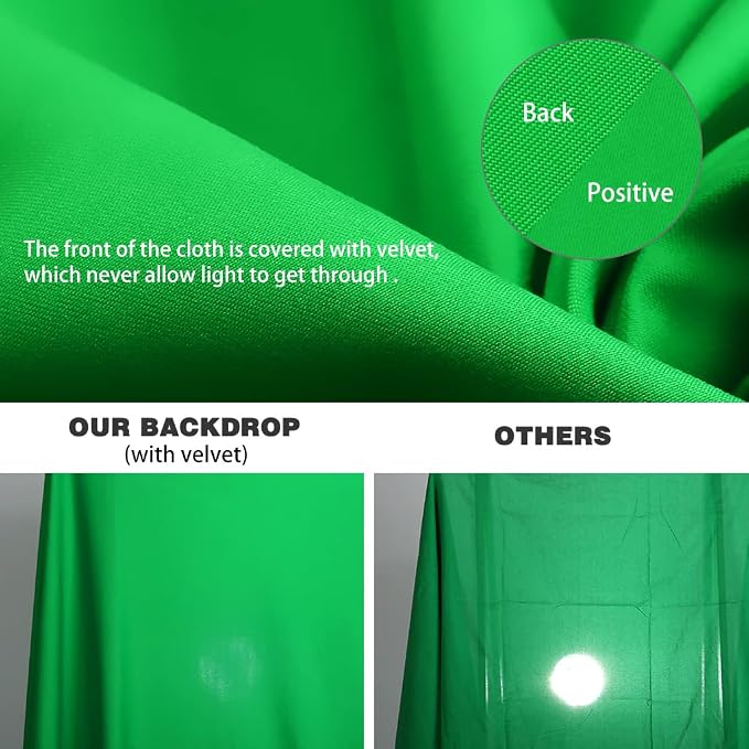 10X20ft Large Green Screen Backdrop for Photography, LCUIRC Two Rod Pocket Chromakey Collapsible Green Polyester Curtain with 4 Clamps for Photography, Zoom Meeting and Game Live Steaming - Image 4