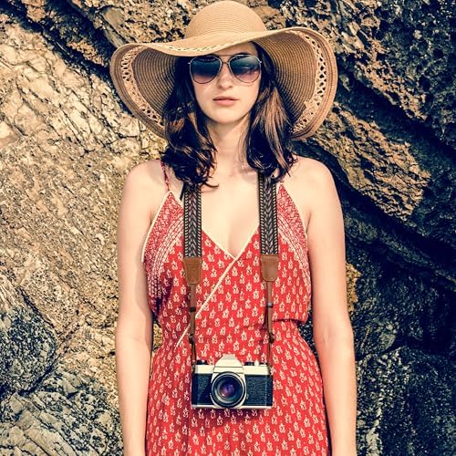 Padwa Lifestyle Speed Gray Camera Strap - 1.5" Soft Cotton Rope Weave Crazy Horse Cowhide Head Camera Straps for Photographers and All Cameras,Cute Adjustable Vintage Woven Strap for Adults & Kids - Image 3