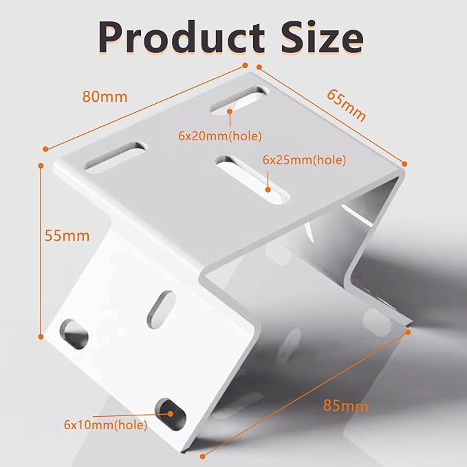 Outdoor Security Camera Corner Mount, White Metal Bracket, 1 Pack | 90-degree clamp, 2.2-4.3 in diameter range, eaves and stairwell placement, hardware included - Image 3