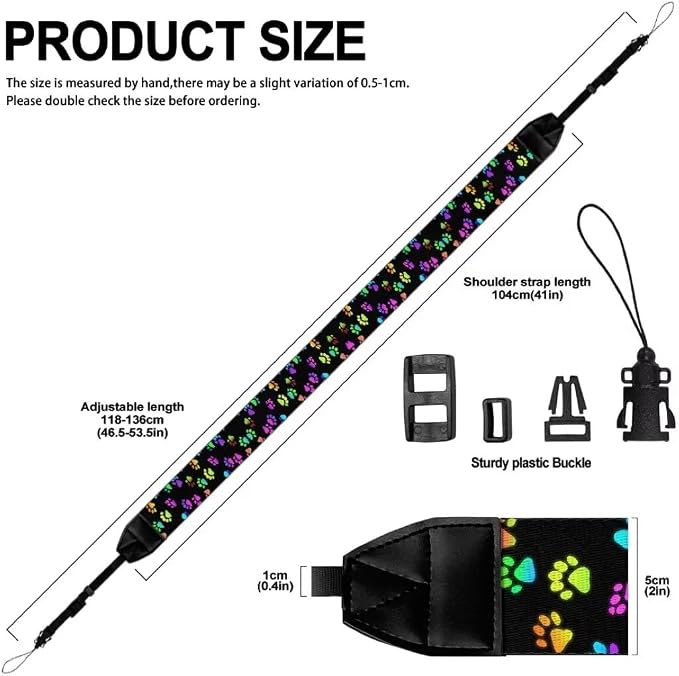 Coldinair Black Adjustable Camera Strap Universal Neck & Shoulder Soft Padded Strap for All DSLR Cameras,Binoculars - Image 6