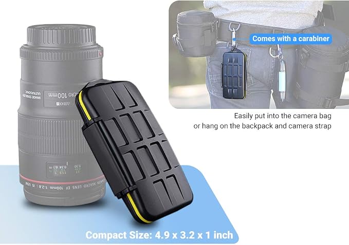 16 Slots Micro SD Card Holder, Micro SD Card Case Micro SD Micro SDHC Micro SDXC Card Storage Micro SD Card Organizer with Carabiner, Water-Resistant Anti-Shock - Image 2