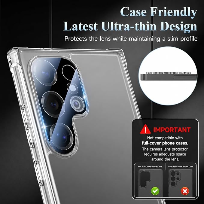 4 Pack Camera Lens Screen Protector for Samsung Galaxy S24 Ultra | 9H Tempered Glass Camera Lens Cover Decoration Accessories, Case Friendly, High Definition - Image 4