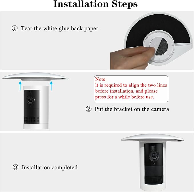 2Pack Sun Rain Shade Camera Cover Compatible with Ring Outdoor Cam Plus,Outdoor Camera Shield Cover Weatherproof,UV and Rain Resistant Shade,Anti Glare,Easy to Install - White - Image 4