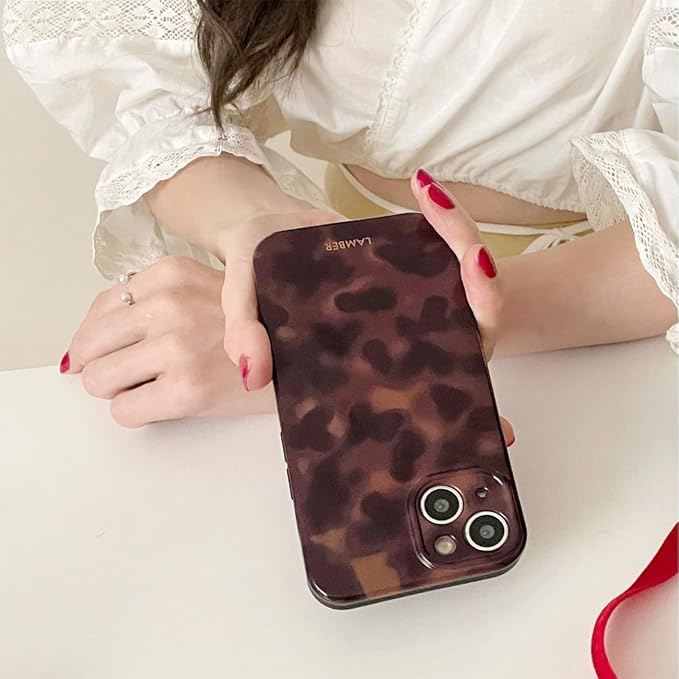 Cute Phone Case for iPhone 15 Case Cheetah Leopard Print | Amber Tortoiseshell Pattern,Full Camera Protective,Slim Shockproof TPU,Aesthetic Girly Glossy Cover for Women Men-Brown - Image 5