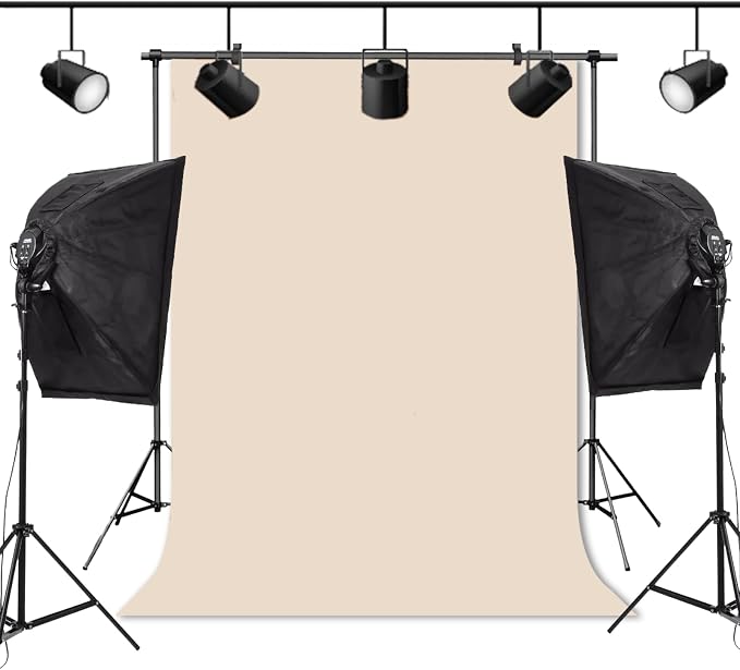 Beige Photo Backdrop for Photoshoot Solid Color Background 6x9 ft | Cream Photography Photobooth Curtain for Headshot, Homestudio, Portrait, Video, Meeting, Easy to Install, Washable Fabric - Image 2