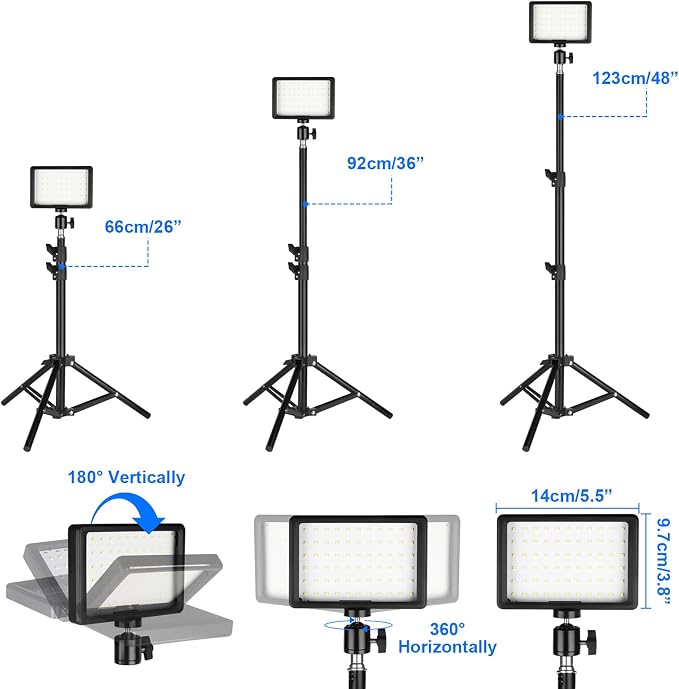 Photo Video Light 2-Pack, Dimmable 5600K USB LED Continuous Lighting Kit | Photography Camera Light with Tripods and Color Filters for Photo Studios, YouTube, TikTok, Video Recording, Game Streaming - Image 5