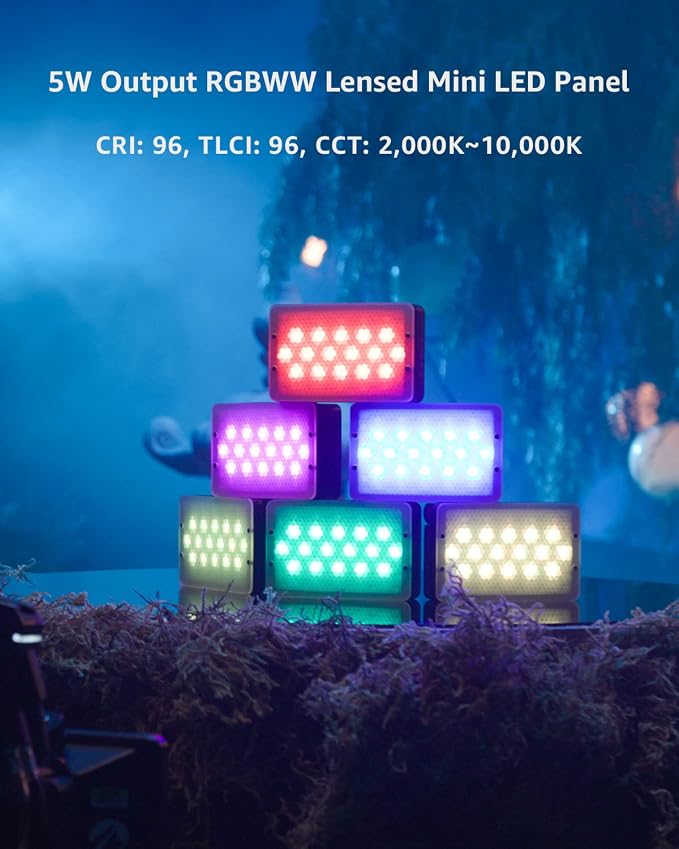 Aputure MC Pro Camera Lights,RGBWW LED Video Lights Lensed Mini LED Panel | Full Color Portable Photography Lighting,4200mAh Rechargeable Battery,APP Control, Support Magnetic Attraction - Image 2