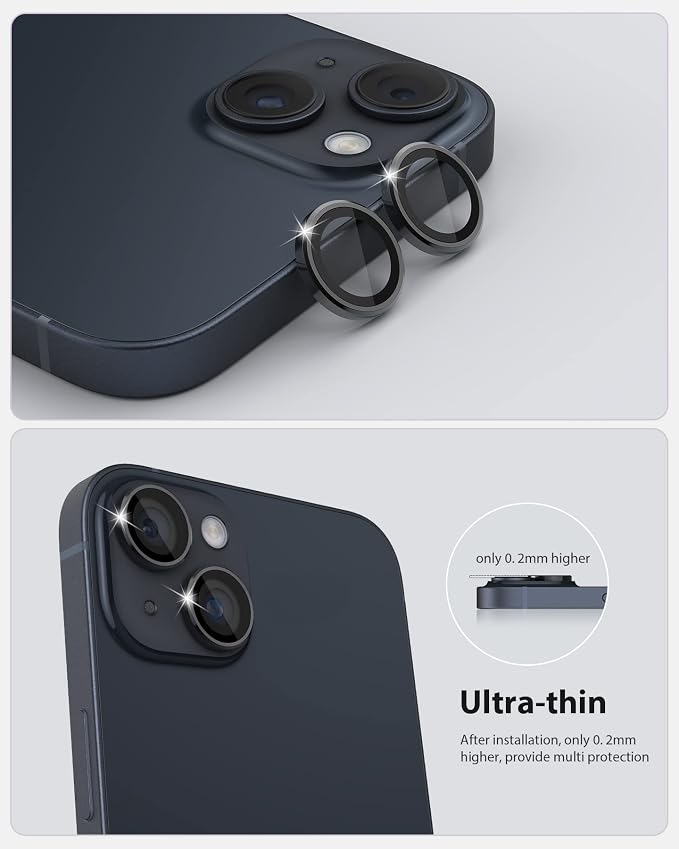 Camera Lens Protector Compatible for iPhone 13 & iPhone 13 Mini Camera Cover Premium 9H Tempered Glass [Anti-Scratch] 99.99% Transparency for iPhone 13 6.1 Inch & iPhone 13 Mini 5.4 Inch - Image 5
