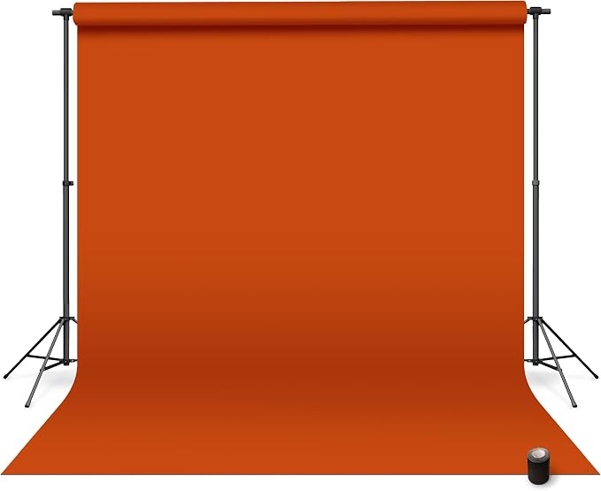 Denny Mfg Seamless Paper Backdrop for Photoshoot, Orange, 86 in x 36 ft | Photography Backdrop, Matte Finish for Portraits, Product Photos and Video Shoots, with Free Roll Gaffer Tape (2 in x 13 ft) by DennyManufacturing