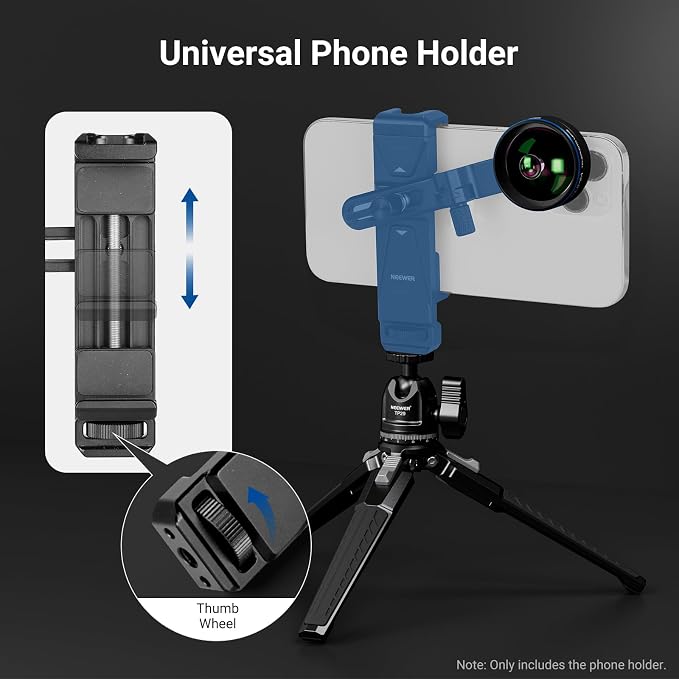 NEEWER Phone Holder with 17mm Phone Adapter & 17–37/58mm Filter Ring, Universal Adjustable Phone Tripod Mount Accessories Compatible with iPhone 17 Pro Max 16 S25 Ultra, PA047 PRO - Image 2