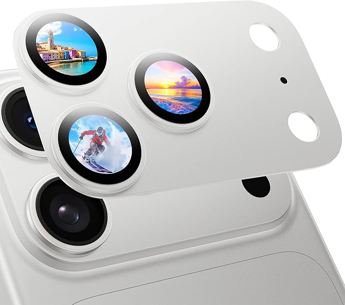 MAGIC JOHN 2 Pack Camera Lens Protector for iPhone 17 Pro 6.3 inch,Sliver | Full Coverage, Metal Aluminum Alloy Camera Lens Film, HD Clear, Scratch Resistant, Case-Friendly by MAGICJOHN