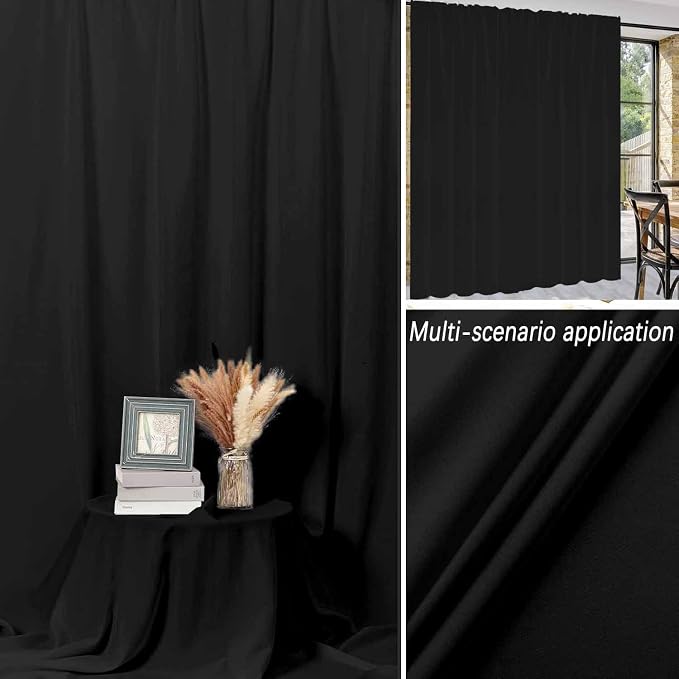 5x7ft Black Backdrop Background for Photography, High Density Polyester Fabric Top Rod Pocket Design, Black Photo Backdrop Curtain for Portrait Photoshoot, Party and Video - Image 4