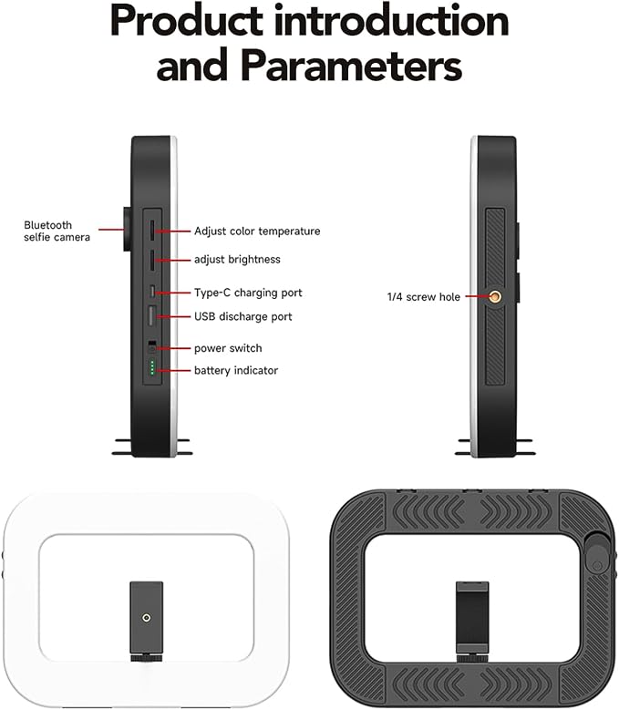 Smartphone Ring Selfie Light Kit Handheld LED Mobile Video Stabilizer Fill Lighting Rig Lights Built-in 8000mAh Battery Rechargeable for Phone Camera, YouTube, TIK tok Video Recording, Make up - Image 7