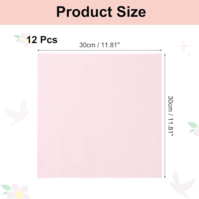 uxcell 12 Pcs Microfiber Cleaning Cloth for Glasses, 11.8 x 11.8 Inch Eyeglass Cleaning Cloth, Glasses Cleaner Wipes for Electronics Lenses Screens Cameras Cell Phones, Pink - Image 2