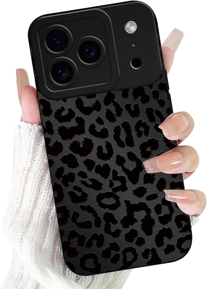 Cute Black Cheetah Print Phone Case for iPhone 17 Pro 6.3" | Aesthetic Leopard Pattern Design Cover Full Camera Lens Protective Shockproof Soft Slim TPU Funda for Men Women Girls by Unknown