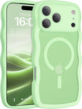 BENTOBEN Magnetic for iPhone 17 Pro Max Case, Cute Wavy [Full Camera Protection][Compatible with MagSafe] Matte Anti-Slip Bumper Women Men Boys Protective Cover for 17 ProMax 6.9",Matcha Green by BENTOBEN