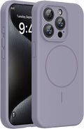 miracase Magnetic for iPhone 15 Pro Max Case, [Soft Anti-Scratch Microfiber Lining], Compatible with MagSafe, Liquid Silicone Case Shockproof Drop Protection Phone Case for 15 ProMax, Lavender Gray by Miracase