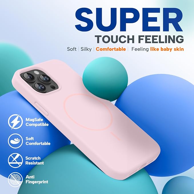 miracase Magnetic for iPhone 13 Pro Max Case, [Soft Anti-Scratch Microfiber Lining], Compatible with MagSafe, Liquid Silicone Shockproof Drop Protection Phone Case for 13 Pro Max, Sand Pink - Image 5