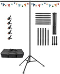 Hemmotop T Shape Backdrop Stand 8x7.5ft(HxW) Portable | Threaded Connection, Same Pipe Size, Extra Sturdy, with 5 Clips and Carry Bag, for Birthday, Baby Shower Party, Photoshoot by Hemmotop