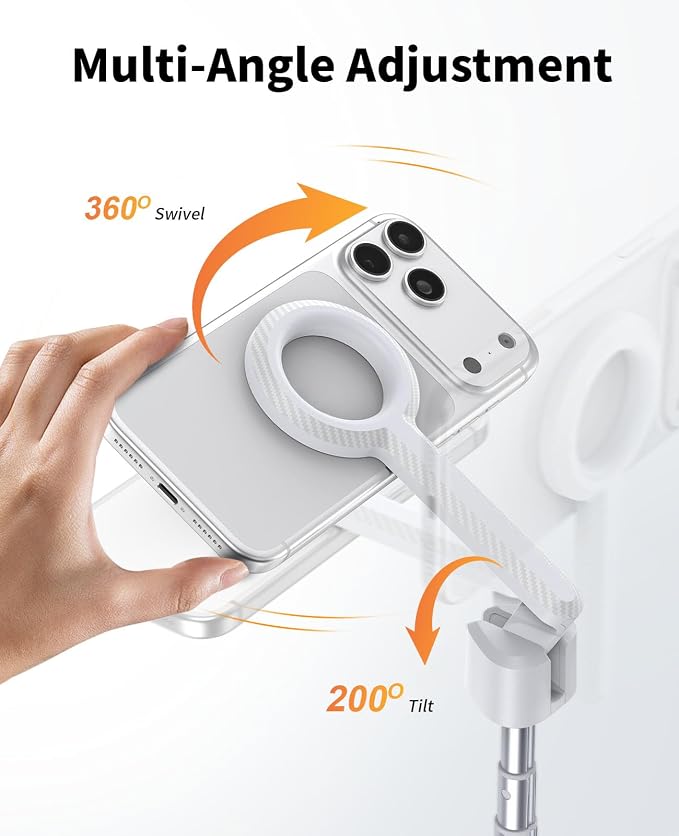 Magnetic Tripod for iPhone, Selfie Stick Tripod Mount Ring for Magsafe, 360° Rotatable Portable Travel Tripod Cell Phone Stand with Metal Ring & Remote, Compatible with iPhone Android, 60" - Image 5