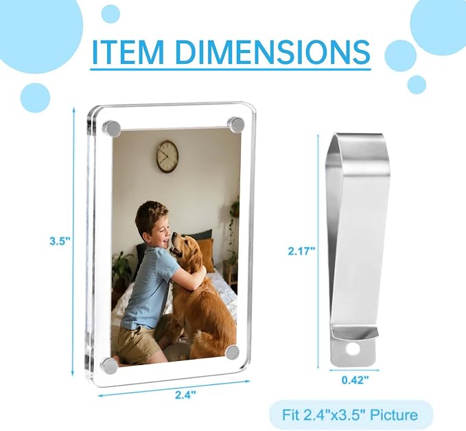 4 Pack Magnetic Car Visor Photo Holder – Personalized Acrylic Clip for Family, Pets, Travel Pictures – Easy Snap-On Car Accessory for Sun Visor (4 Pack, 2.4''x3.5'') - Image 2