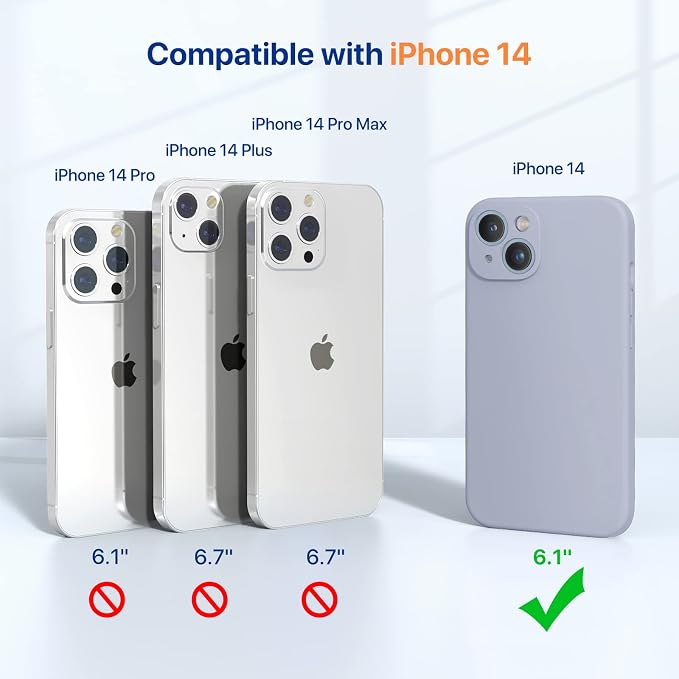 Miracase Silicone for iPhone 14 Case, Lavender Gray | Soft Anti-Scratch Microfiber Lining, Premium Silicone Cover Shockproof Drop Protection Phone Case for 14 - Image 6