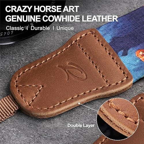 Padwa Lifestyle Halloween Pumpkin Camera Strap - Vintage Crazy Horse Cowhide Head,1.5" Soft Cute Camera Straps for Photographers Gift,Nylon Print Adjustable Strap for Camera and Binoculars - Image 2