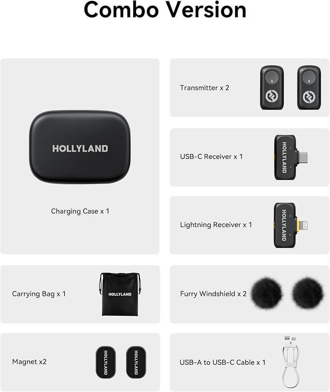 Hollyland Lark A1 Wireless Mini Microphone for iPhone & Android, 48kHz/24-bit, 3-Level Intelligent Noise Cancel, Microphone for YouTube, Podcast, Vlogging (Black, 2TX + 2RX + Charging Case) - Image 9