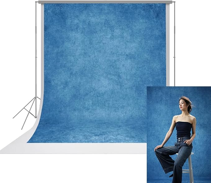 UrcTepics 6×8 ft Blue Fabric Photo Backdrops, Classic Abstract Texture Backdrop for Headshots and Portraits, Vintage Photography Background for Studio and Events. by UrcTepics