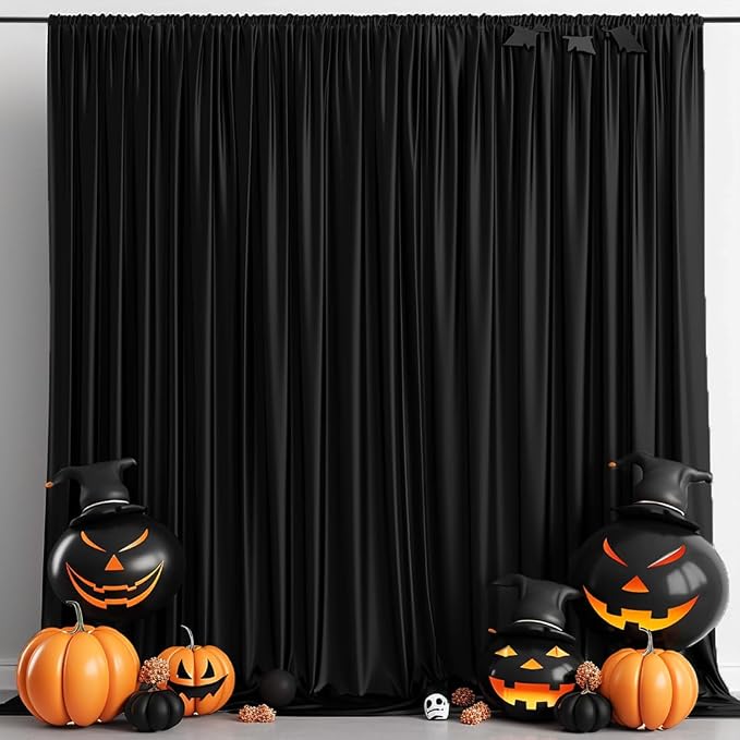 30x10ft Wrinkle Free Black Backdrop Curtain for Parties Soft Fabric Drapes Wedding Black Curtain Backdrop for Birthday Party Decorations Background for Photography 5x10ft, 6 Panels - Image 5