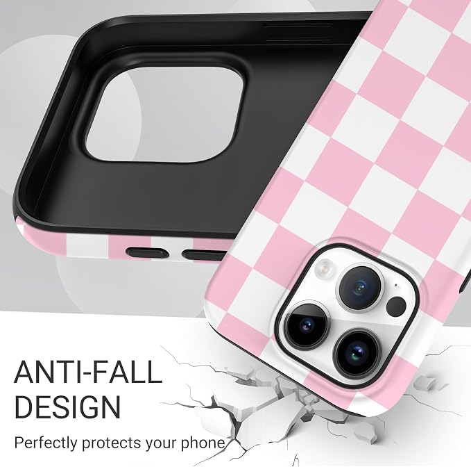 TPU Phone Case for iPhone 15 Pro, MagSafe Wireless Charging Compatible, Shockproof Slim Fit Protective Cover with Anti-Yellowing & Raised Camera Protection (Plaid 4, iPhone 15 Pro) - Image 5