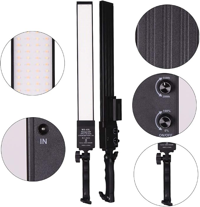 Battery Powered Photography Light Outdoor Portable Handheld Wand | LED Video Light Stick Dimmable 2800K-5500K Photo Studio Light Kit with NP-F550 Li-ion Battery and Stand for Portrait, YouTube - Image 7