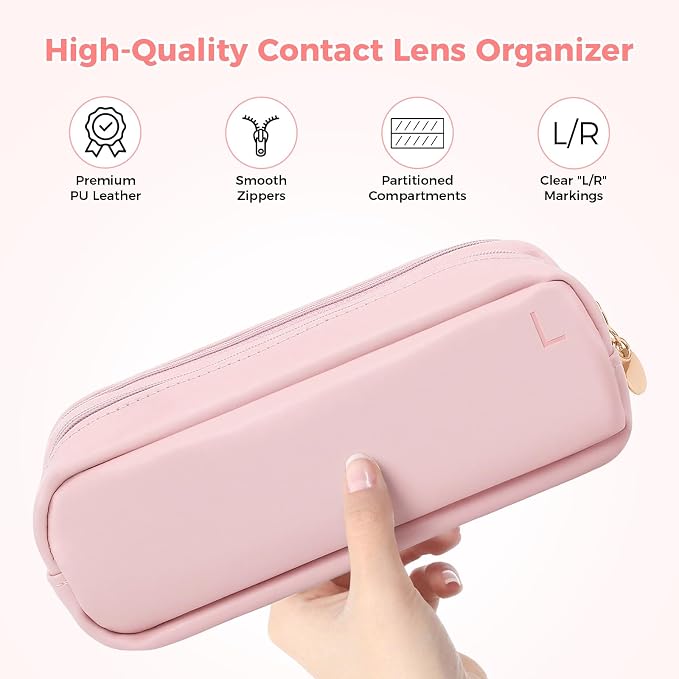 Daily Contact Lens Organizer Case – Waterproof Contact Lens Case for Travel or Home, Portable Contact Case with Clearly Labeled R & L for Disposable Lenses, Holds Up to 60 Disposable Lenses - Image 2
