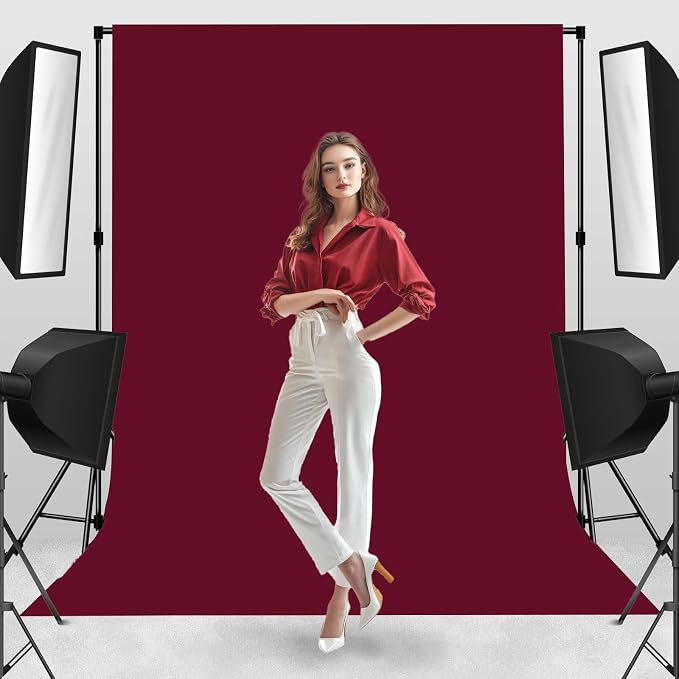 Wine Red Photo Backdrop Professional Photography Background Cloth 6x9ft | Seamless Design eliminates Wrinkle Portrait Photography Wedding Dark Theme Decorations - Image 5