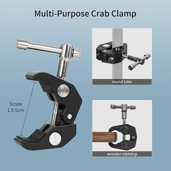 Magic Arm Camera Mount, 32" Aluminum Articulating Arm with Desk Clamp & Standard 1/4" Screw, Heavy Duty Overhead Phone Mount for Video Recording, Live Streaming, Vlogging - Image 3