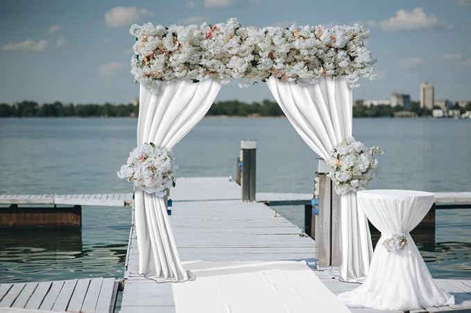 Joydeco White Backdrop Curtain for Parties, Wrinkle Free White Curtains Photo Backdrop for Wedding Decor, Birthday Party Graduation Baby Shower Photography(5ft x 8ft, 2 Panels) - Image 5